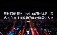 黑料深度揭秘：heiliao风波背后，圈内人在直播间现场的角色异常令人意外