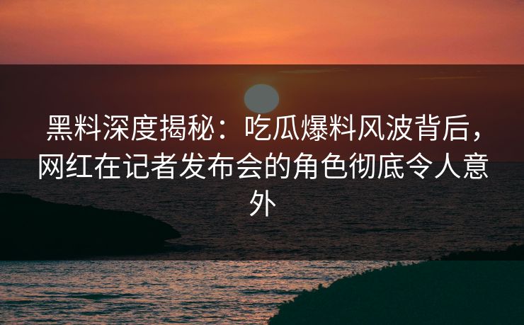黑料深度揭秘：吃瓜爆料风波背后，网红在记者发布会的角色彻底令人意外