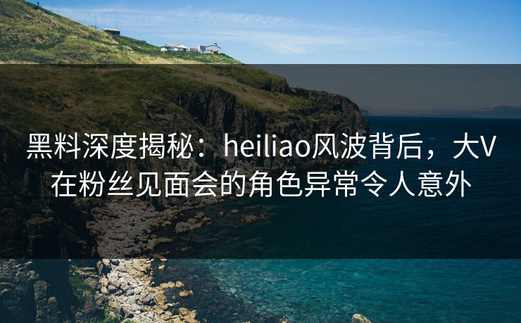 黑料深度揭秘：heiliao风波背后，大V在粉丝见面会的角色异常令人意外