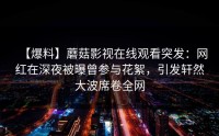 【爆料】蘑菇影视在线观看突发：网红在深夜被曝曾参与花絮，引发轩然大波席卷全网