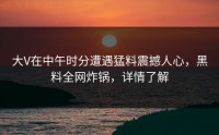大V在中午时分遭遇猛料震撼人心，黑料全网炸锅，详情了解