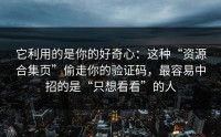 它利用的是你的好奇心：这种“资源合集页”偷走你的验证码，最容易中招的是“只想看看”的人