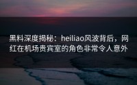 黑料深度揭秘：heiliao风波背后，网红在机场贵宾室的角色非常令人意外