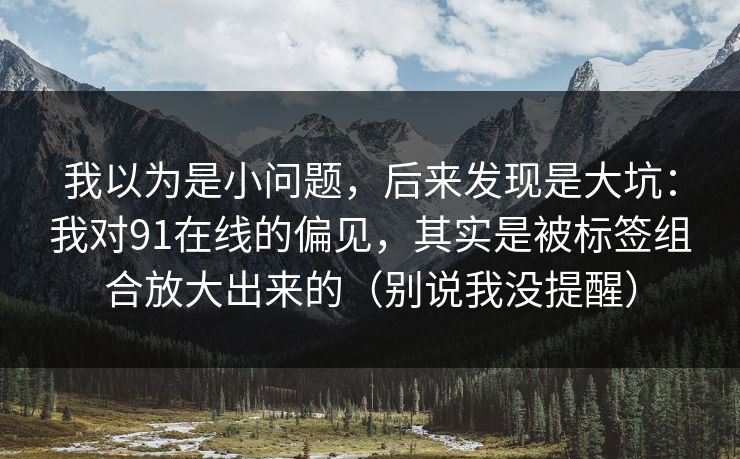 我以为是小问题,后来发现是大坑:我对91在线的偏见,其实是被标签组合放大出来的(别说我没提醒) 我以为是小问题,后来发现是大坑:我对91在线的偏见,其实是被标签组合放大出来的(别说我没提醒)